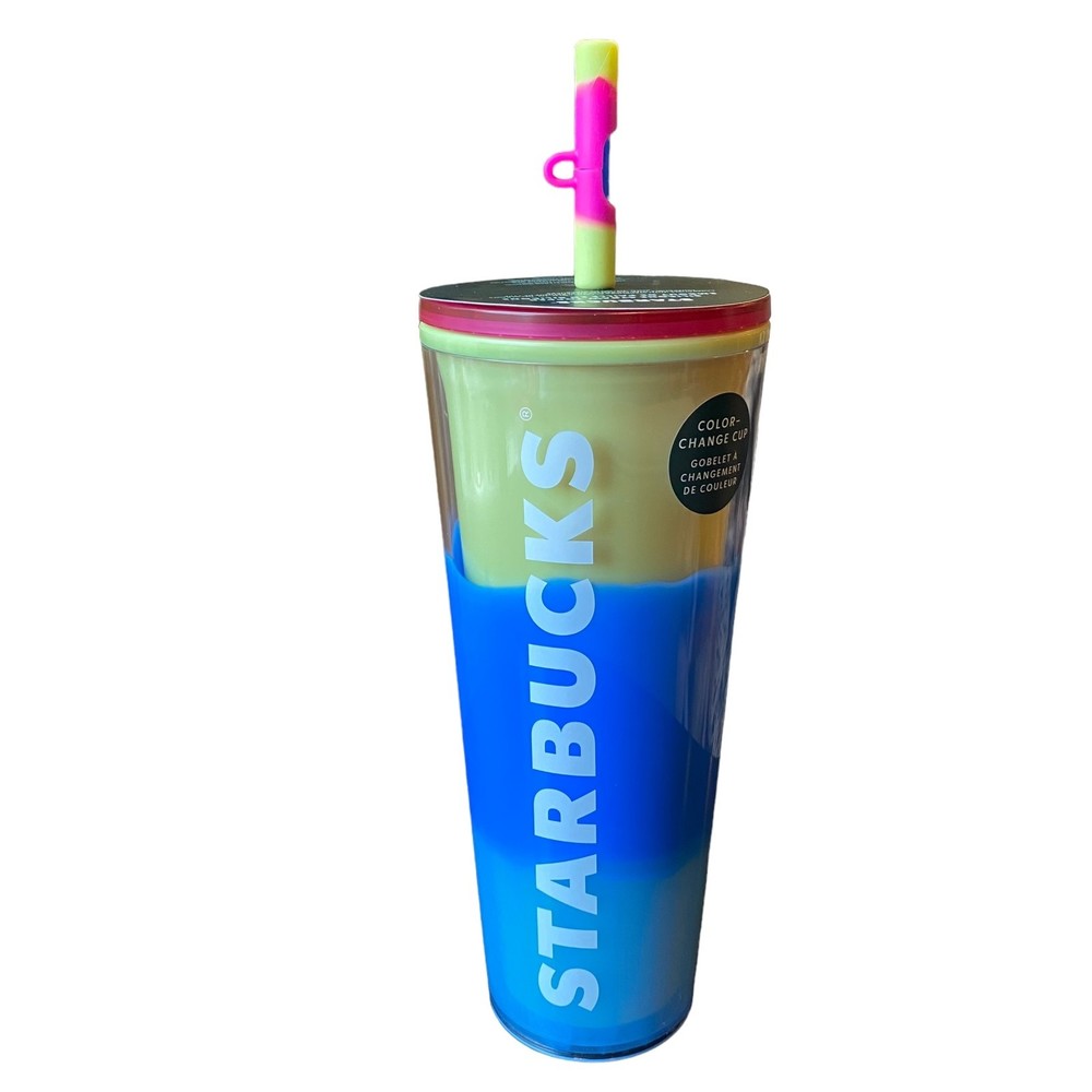 Starbucks 24oz Color-Change Cold-to-Go Cup w/ Silicone Straw Topper NWT